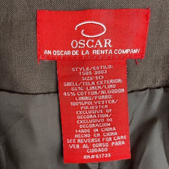 NWT Oscar De La Renta Brown Linen Blend Pants Size 10 - Picture 6 of 6